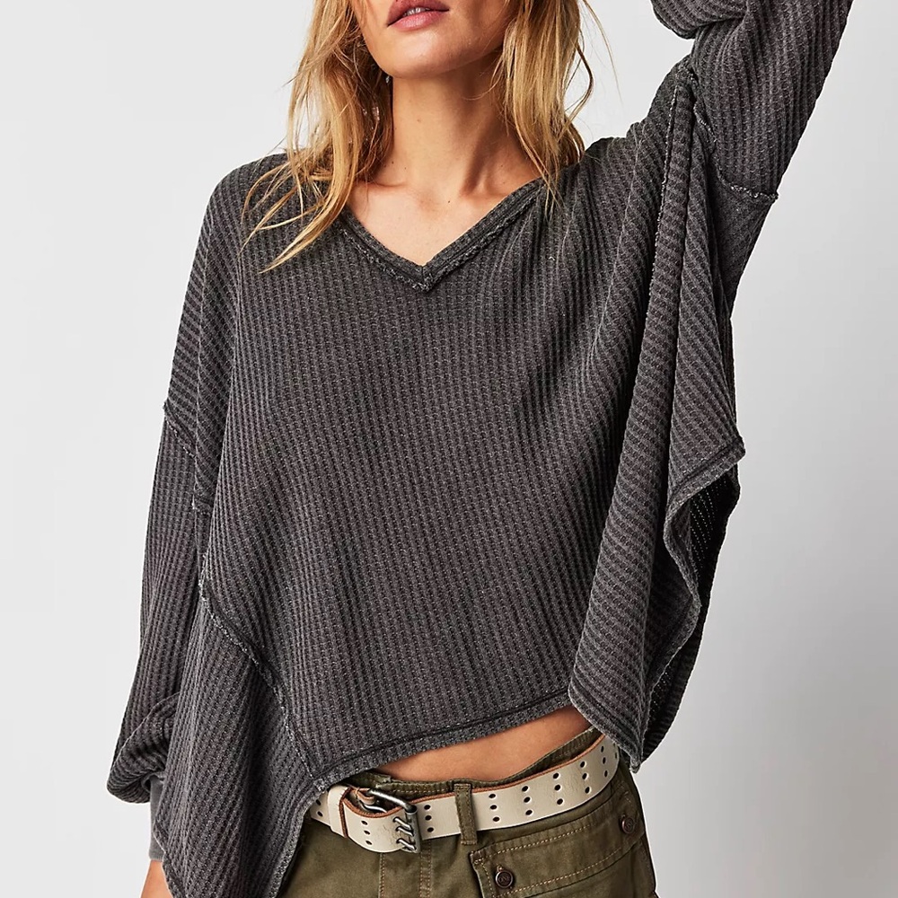 Free People We The Free Coraline Thermal - Washed Black Small